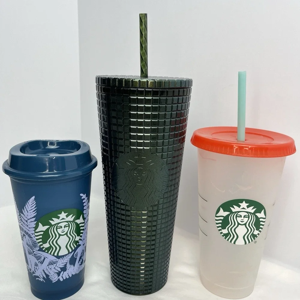 Starbucks Cup Lot Winter Green Grid Tumbler Color Change Confetti Blue Mushrooms